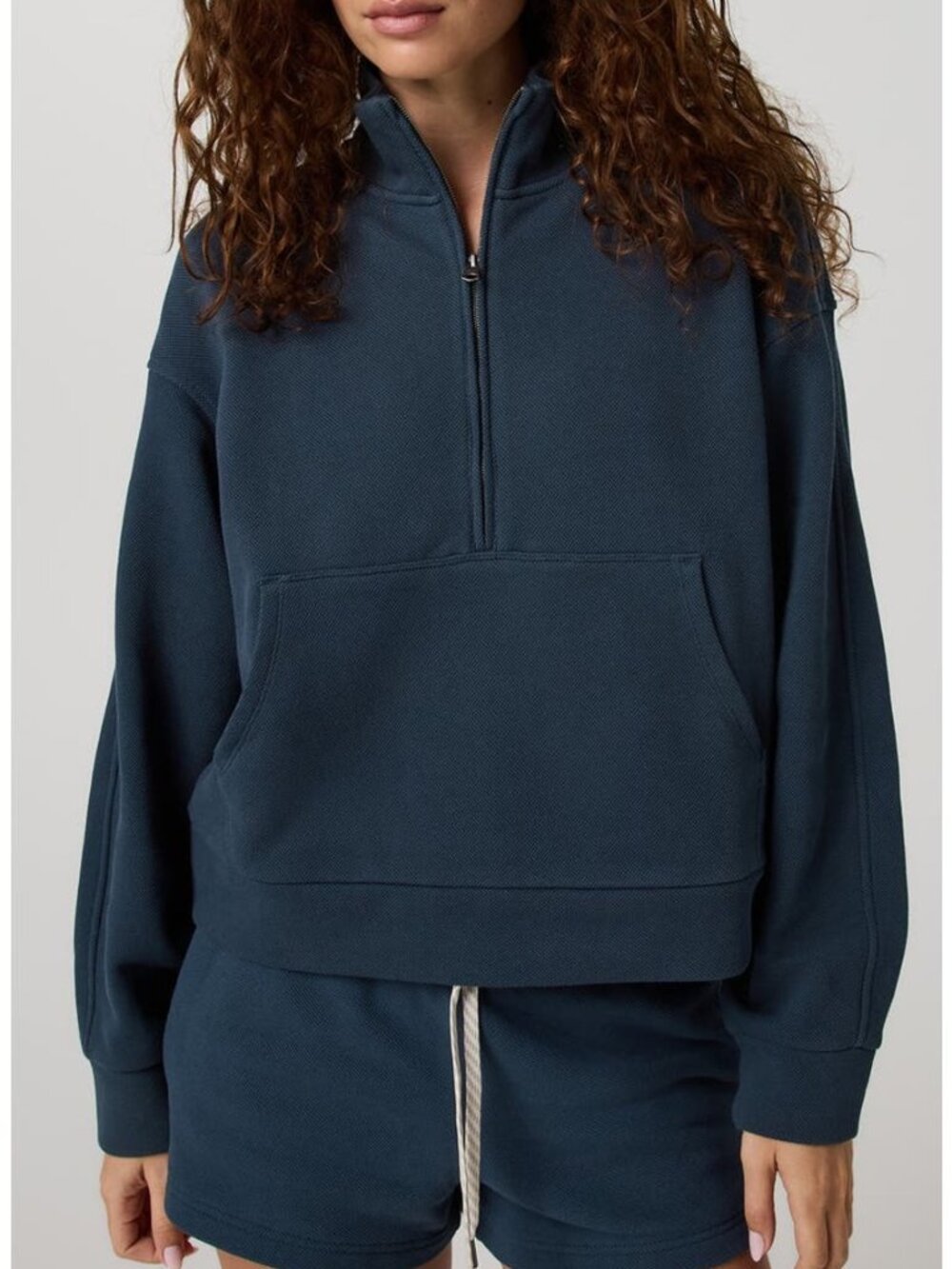 Vuori Piqué Half Zip Fleece Pullover - Size L - Color: Ocean Blue